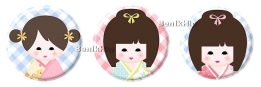 Button 25 mm Kokeshi geruit