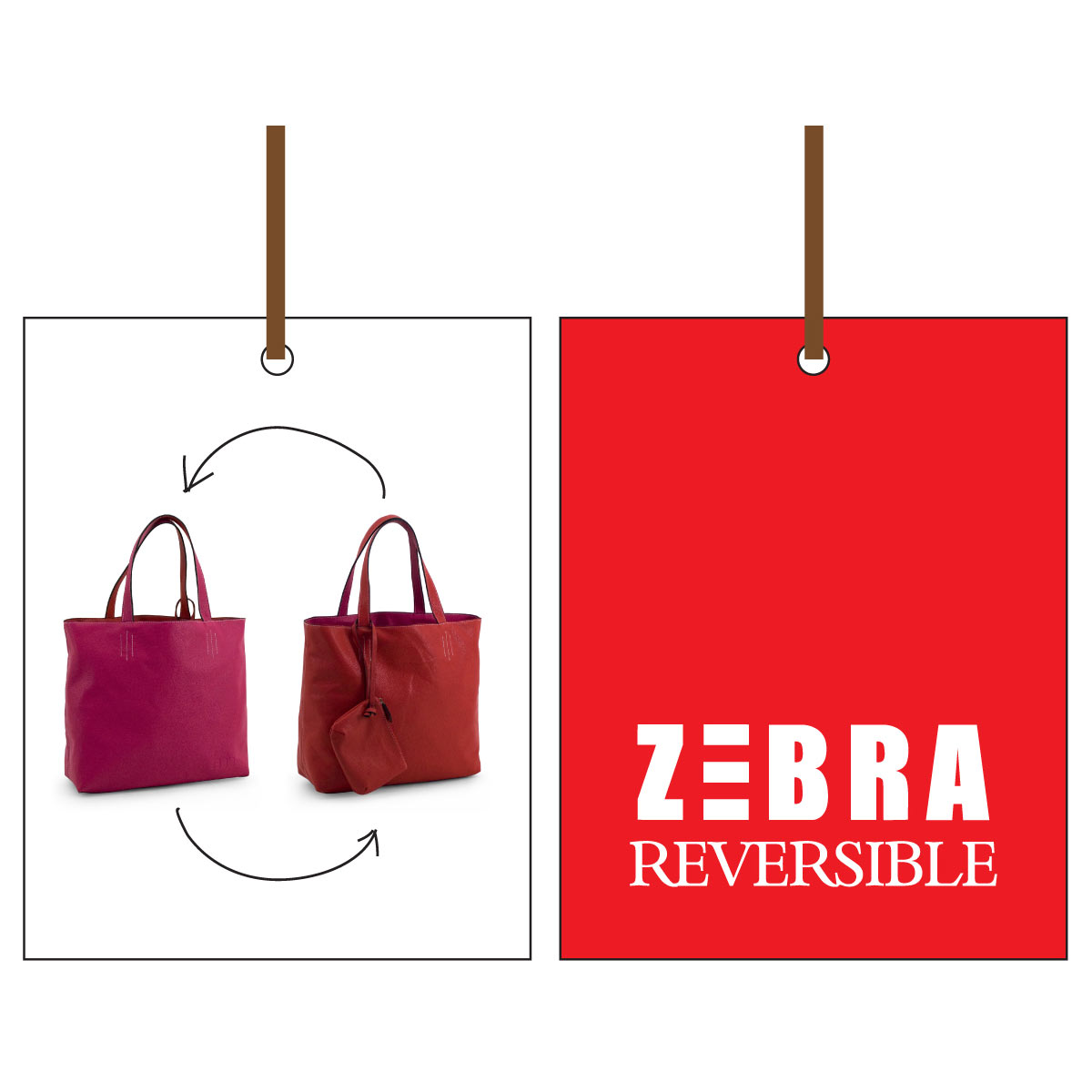 Zebra Trends Natural Bag  reversibel rood/roze