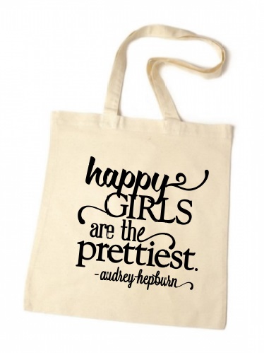 vervormen handtekening kwaadheid de vrije loop geven Katoenen tas met tekst Happy Girls, tote bag, cotton bag