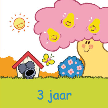 Verrassend Wenskaartje Woezel en Pip feliciteren 3de verjaardag AE-34