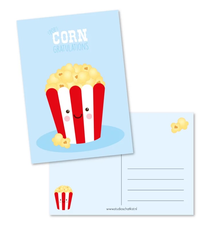 Ansichtkaart Corn gratulations Renske Evers