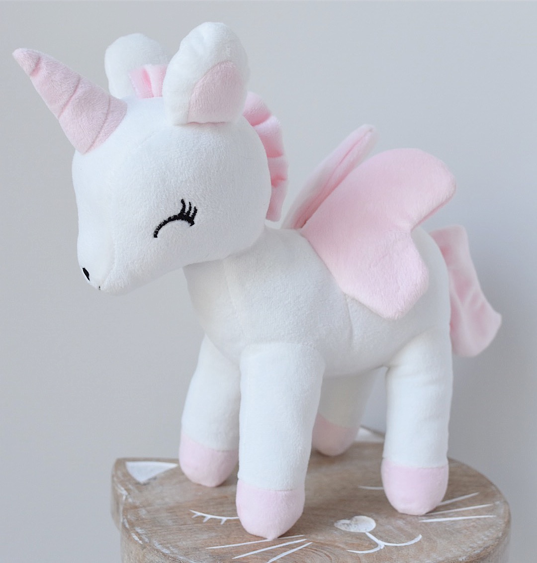 Aanpassen Verkleuren Snel Unicorn knuffel in roze, grijs of wit