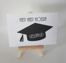 Groeikaart handgeschept kaartje met bloemzaadjes Geslaagd