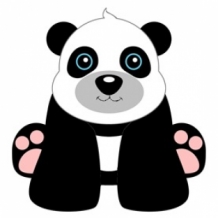 full color strijkapplicatie, panda