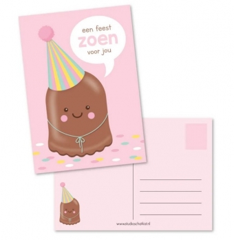 Ansichtkaart verjaardag feestzoen studio Schatkist