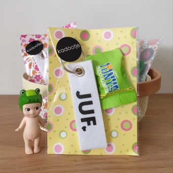 Kadoset Juf sleutelhanger