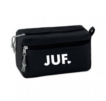 Etui zwart met opdruk Juf