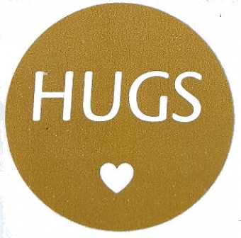 Sticker hugs okergeel cadeausticker