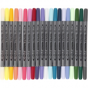 Textielstiften 20 kleuren
