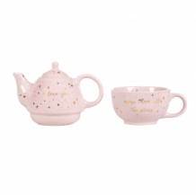 Eenpersoons thee set pink stars