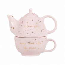 Eenpersoons thee set pink stars