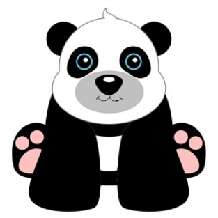 full color strijkapplicatie, panda