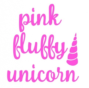 Strijkapplicatie pink fluffy unicorn tekst