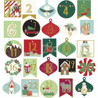 Adventskalender labels met goudfolie