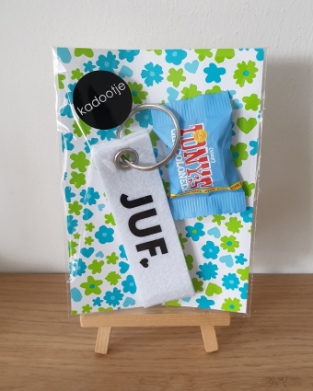 Sleutelhanger wit Juf