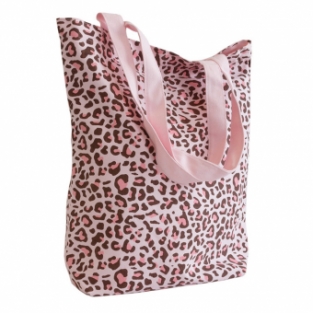 Canvas shopper luipaard print roze