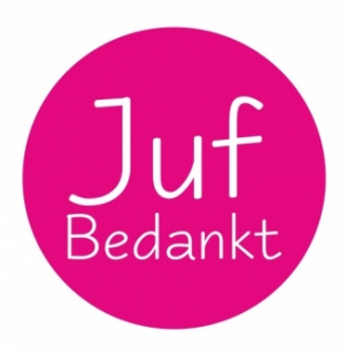 Juf Bedankt sluitsticker felroze cadeausticker