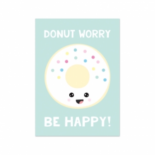 ansichtkaart Donut Worry Be Happy live life happy