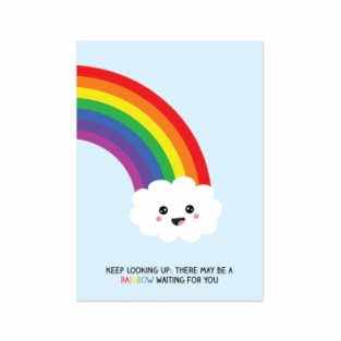 ansichtkaart keep looking up rainbow live life happy