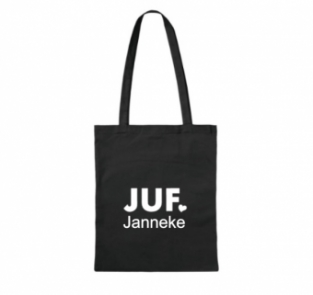 Non woven tas zwart met hartjes