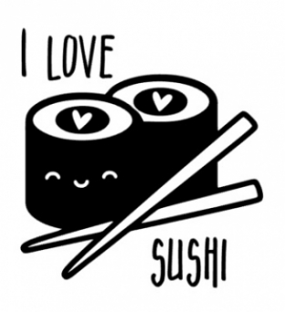 Strijkapplicatie  i love sushi