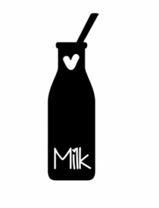 Strijkapplicatie melkfles milk met hartje