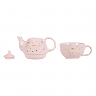 Tea for one set pink stars