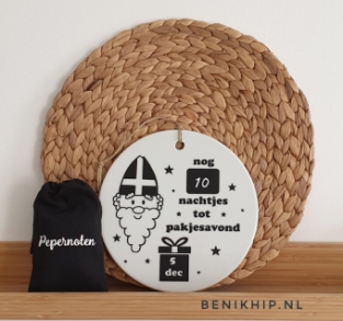 Porseleinen label hanger aftelkalender Sinterklaas