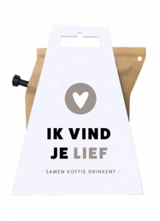 Wenskaart met echte koffie ik vind je lief